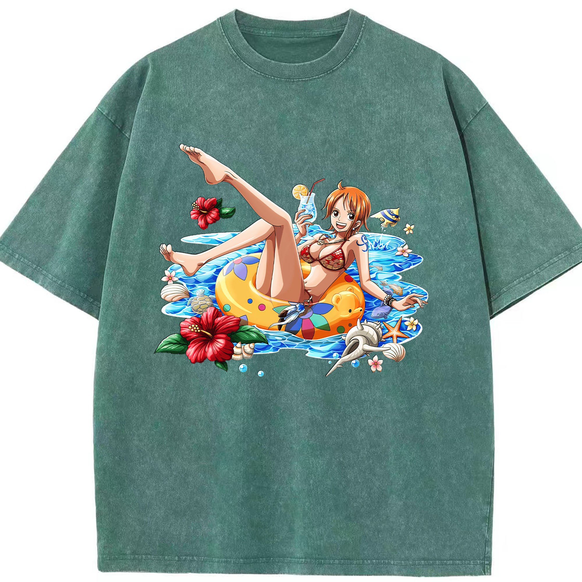ワンピース ナミ ONE PIECE Nami 綿100% ヴィンテージ風 半袖Tシャツ（フロントプリント）